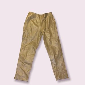 DAVID BENJAMIN Golden Leather Pants Size 12.